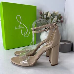 Sam Edelman Yaro Ankle Strap Block Heel Sandal Buckle Almond Women's 9.5 M